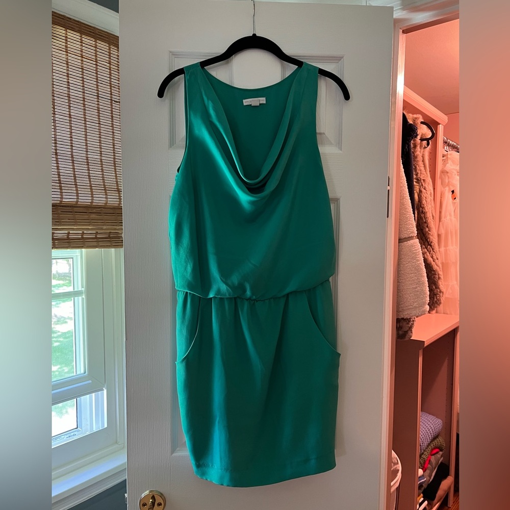 New York & Company green dress with pockets